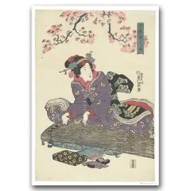 plakat-vintage-gejsza-z-koto-keisai-eisen-a1