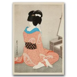 plakat-vintage-kobieta-w-czerwonym-kimono-a1