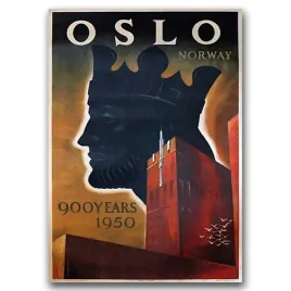 plakat-vintage-na-plotnie-norwegia-oslo-a1