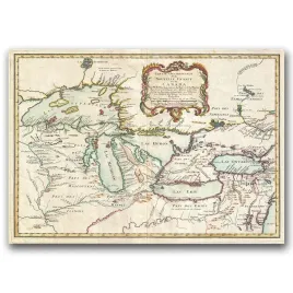 plakat-vintage-mapa-wielkich-jezior-kanady-a1