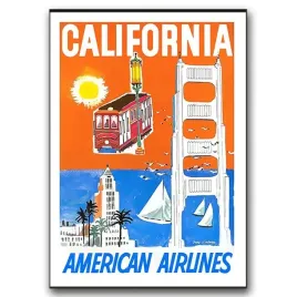 plakat-vintage-california-american-airlines-a1
