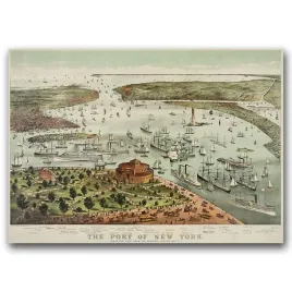 plakat-retro-port-w-nowym-jorku-mapa-wieku-a1