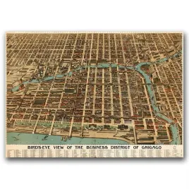 plakat-retro-mapa-dzielnicy-biznesowej-chicago-a1