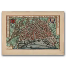 plakat-do-pokoju-stara-mapa-amsterdam-holandia-a1