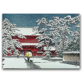 plakat-vintage-swiatynia-zojoji-w-sniegu-a1