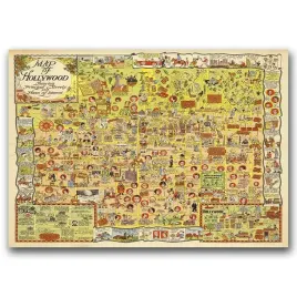 plakat-w-stylu-vintage-stara-mapa-hollywood-a1