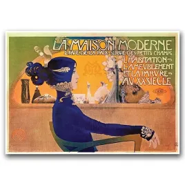 plakat-na-plotnie-canvas-retro-a1-dom-kobieta-art