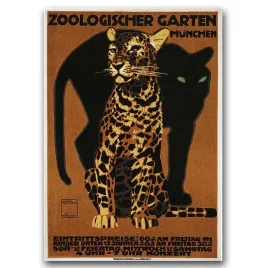 plakat-na-sciane-retro-a1-monachium-zoo-zwierzeta