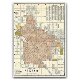 plakat-do-pokoju-stara-mapa-fresno-w-kalifornii-a1