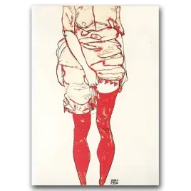plakat-retro-egon-schiele-stehende-frau-in-rot-a2