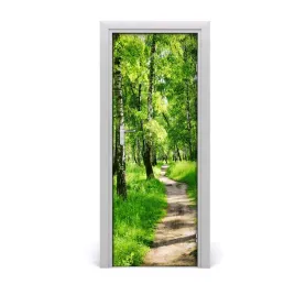 naklejka-fototapeta-na-drzwi-las-brzozowy