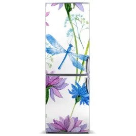 foto-magnes-na-lodowke-kwiaty-i-wazki-60x180