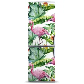 foto-magnes-na-lodowke-liscie-i-flamingi-60x180