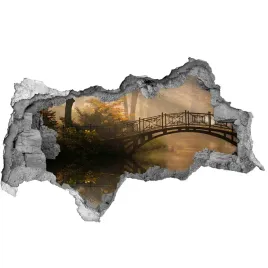 dziura-3d-w-scianie-naklejka-stary-most-jesienia