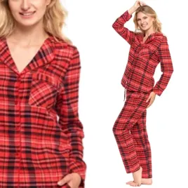 miekka-flanelowa-pizama-damska-w-czerwona-krate-zapinana-gora-moraj-xxl
