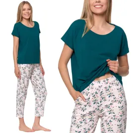 pizama-damska-dwuczesciowa-w-kwiaty-z-krotkim-rekawem-bawelniana-moraj-xxl