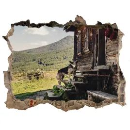 dziura-3d-w-scianie-naklejka-drewniany-dom-gory