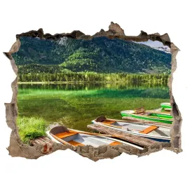dziura-3d-w-scianie-naklejka-lodki-na-jeziorze