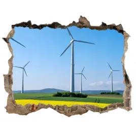 naklejka-fototapeta-3d-widok-wiatraki-na-polu