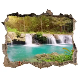 naklejka-fototapeta-3d-widok-wodospad-w-lesie