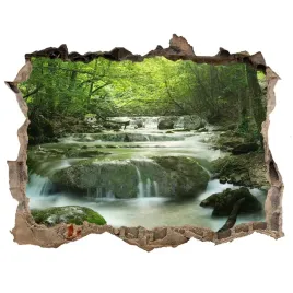 naklejka-fototapeta-3d-widok-wodospad-w-lesie