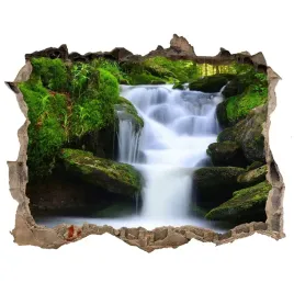 naklejka-fototapeta-3d-widok-wodospad-w-lesie
