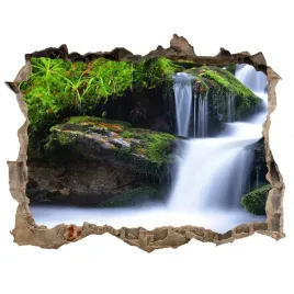 naklejka-fototapeta-3d-widok-wodospad-w-lesie