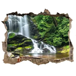 naklejka-fototapeta-3d-widok-wodospad-w-lesie