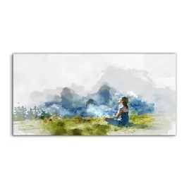 panel-szklo-do-kuchni-akwarele-kobieta-yoga-100x50