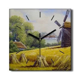 zegar-na-plotnie-malarstwo-wies-mlyn-chaty-30x30
