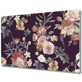 szklana-deska-vintage-kwiaty-ogrodowe-80x52-cm