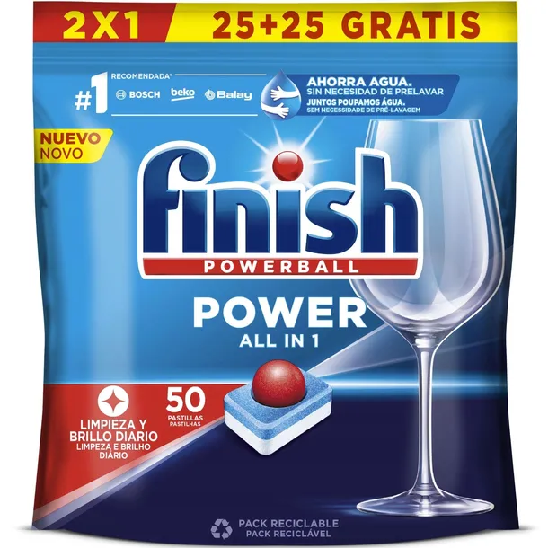 TABLETKI DO ZMYWARKI Finish Wszystko w Jednym Power 50szt z solą