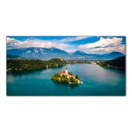 obraz-na-szkle-foto-kosciol-wyspa-krajobraz-100x50