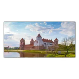 obraz-na-szkle-foto-zamek-jezioro-krajobraz-100x50