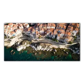 obraz-szklany-foto-obraz-domy-klif-wybrzeze-100x50