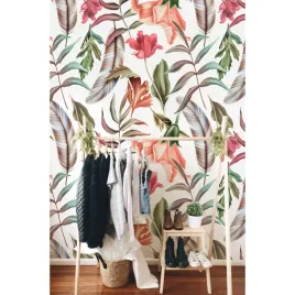 tapeta-scienna-kolorowe-rosliny-i-liscie-250x104cm
