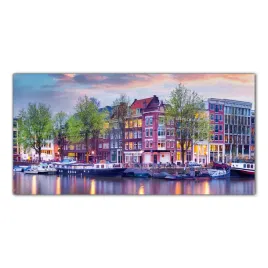 obraz-na-szkle-foto-amsterdam-wschod-slonca-100x50