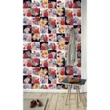 tapeta-scienna-kwiaty-patchwork-kolorowe-208x146cm