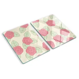 szklana-plyta-do-kuchni-roze-kwiaty-rosliny