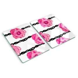 szklana-plyta-do-kuchni-roze-kwiaty-rosliny