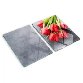 szklana-plyta-do-kuchni-czerwone-tulipany