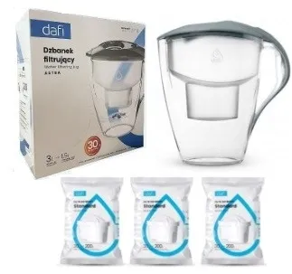 Dzbanek DAFI Astra Unimax 3l + 3 x Filtr Dafi Kolor Szary