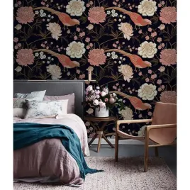 fototapeta-piwonie-i-egzotyczne-ptaki-250x250-cm