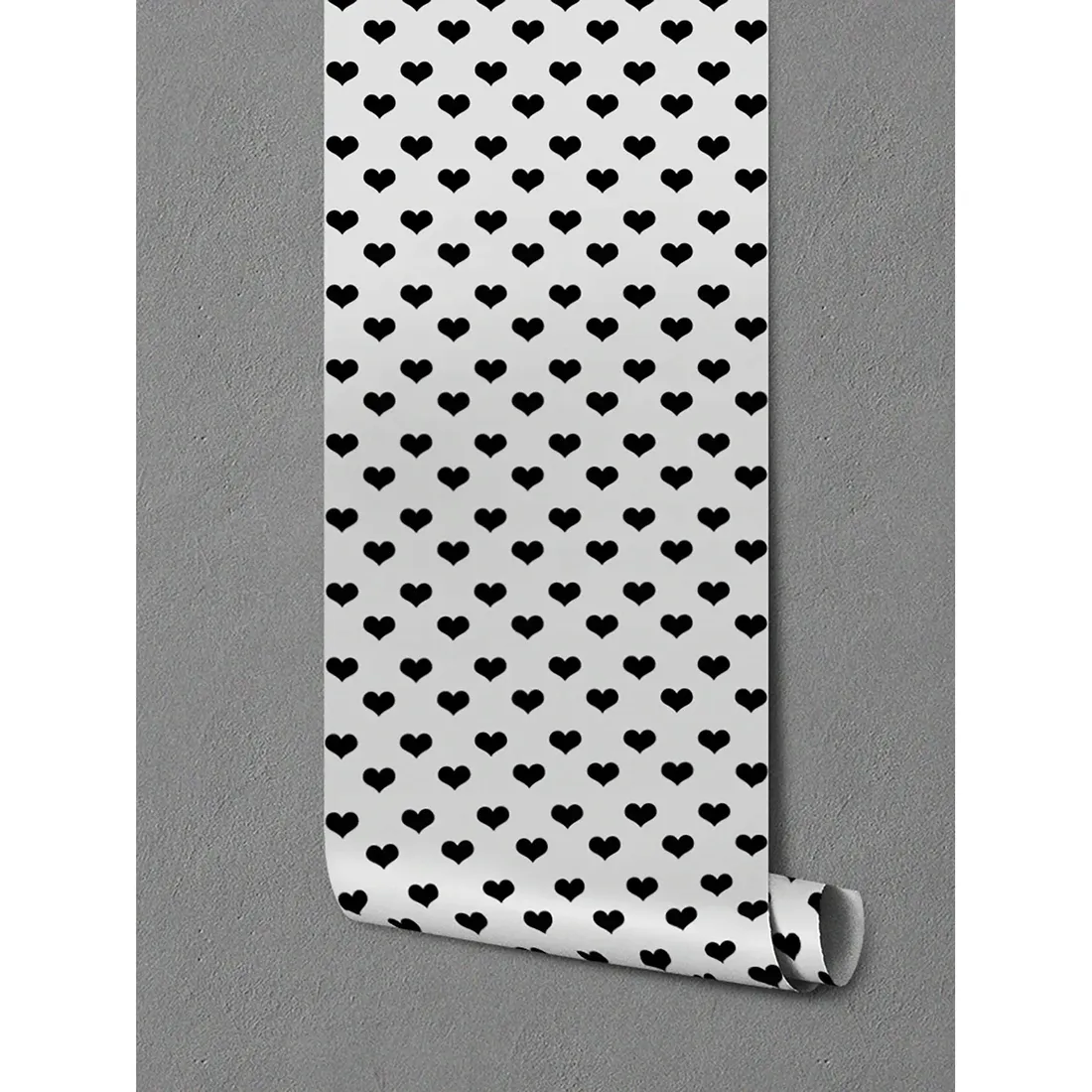 tapeta-scienna-czarne-geometryczne-serca-250x250cm