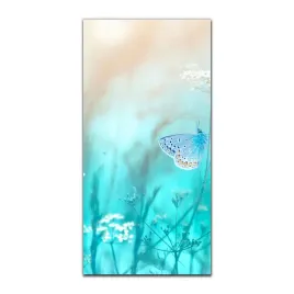 obraz-szklany-na-sciane-50x100-kwiaty-laka-motyl