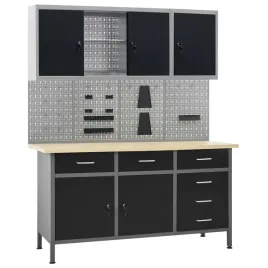 zestaw-warsztatowy-stol-160x60x85-cm-4-panele-2-szafki-szaro-czarne