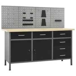 zestaw-warsztatowy-stol-160x60x85-cm-i-4-panele-scienne-czarno-szary