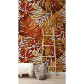 fototapeta-tropikalne-czerwone-liscie-416x254-cm