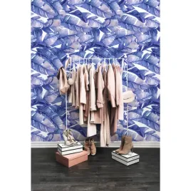 tapeta-scienna-niebieskie-liscie-banana-416x254-cm