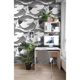 fototapeta-scienna-czarno-biale-ryby-koi-416x254cm
